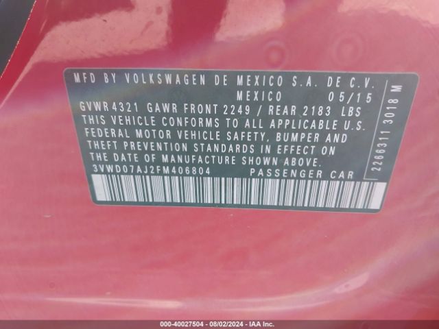 3VWD07AJ2FM406804 Volkswagen Jetta 1.8t Se