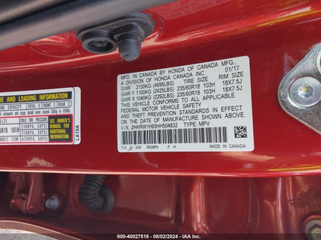 2HKRW1H93HH504832 Honda Cr-v Touring