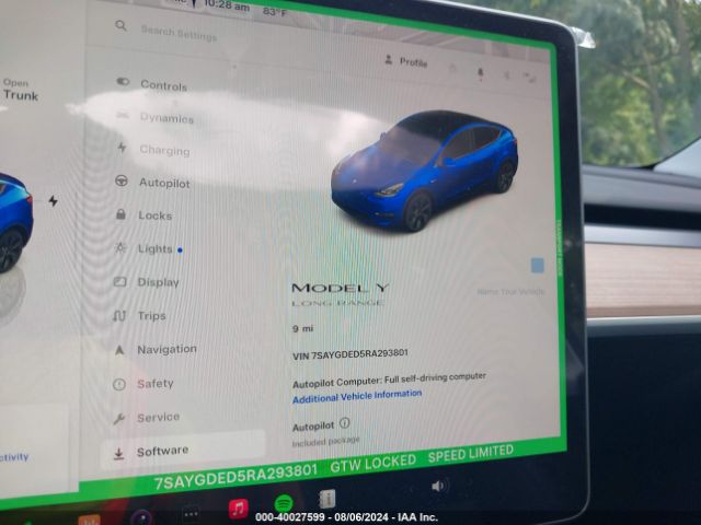 7SAYGDED5RA293801 Tesla Model Y Long Range/rwd
