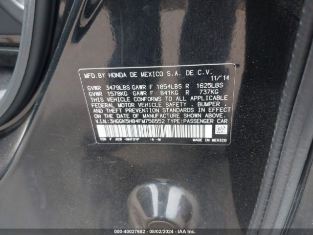 3HGGK5H84FM756552 Honda Fit Ex/ex-l