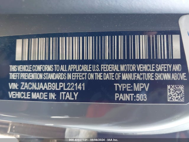 ZACNJAAB9LPL22141 Jeep Renegade Sport Fwd