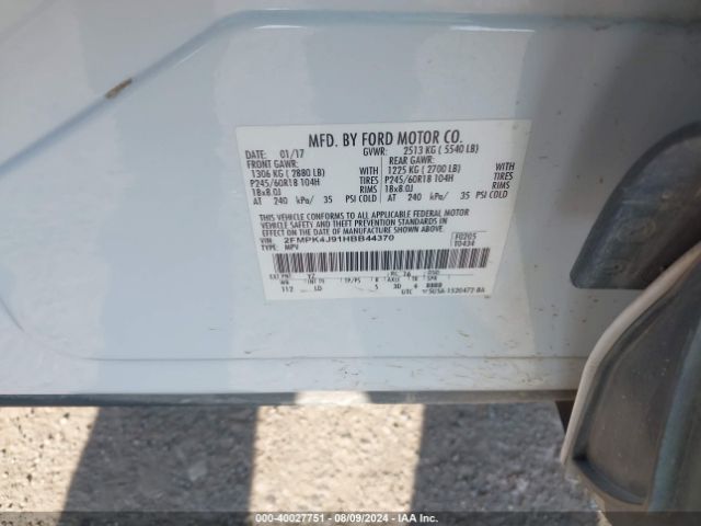 2FMPK4J91HBB44370 Ford EDGE SEL