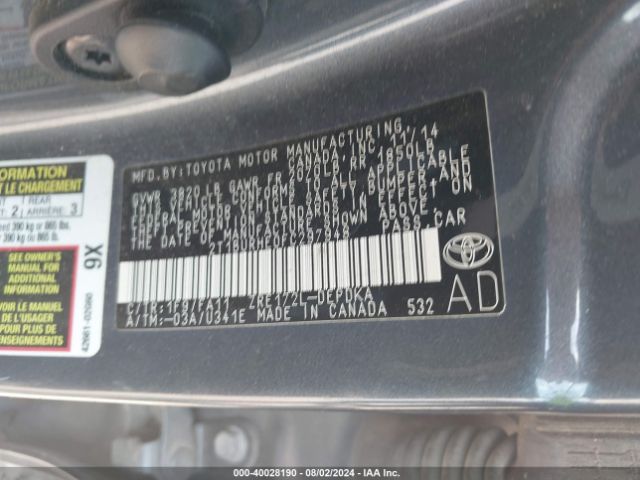 2T1BURHE0FC297948 Toyota COROLLA L