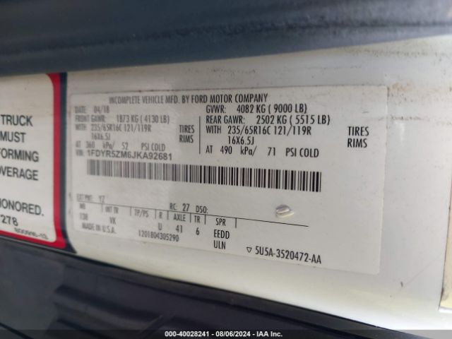 1FDYR5ZM6JKA92681 Ford Transit-250 Cab