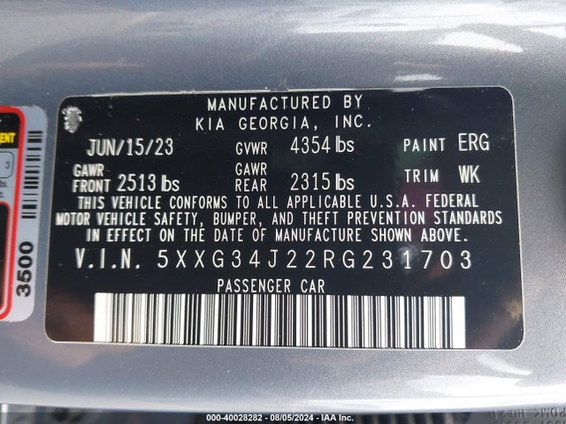 KIA K5 EX 2024 5XXG34J22RG231703 Image 9