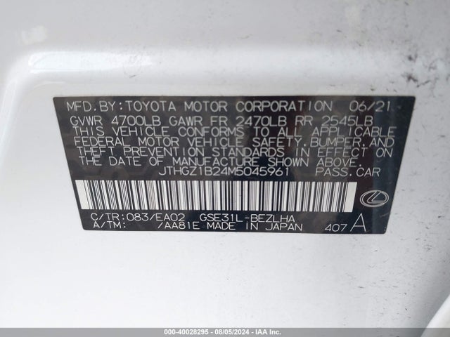 JTHGZ1B24M5045961 Lexus Is 350 F Sport