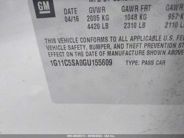 1G11C5SA0GU155609 Chevrolet Malibu Limited Lt