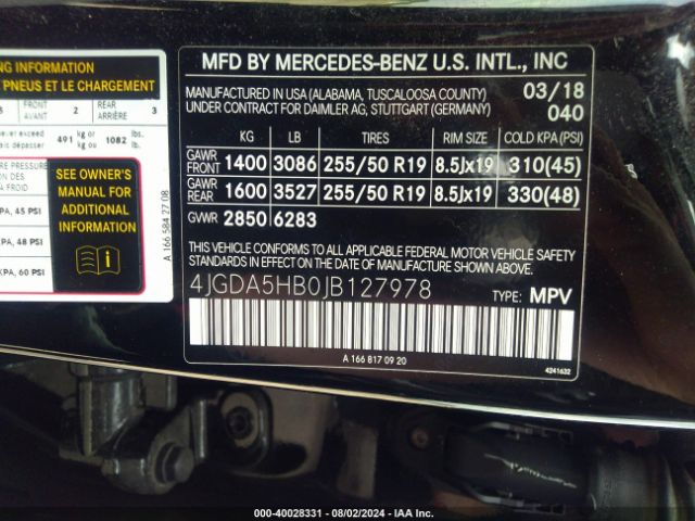4JGDA5HB0JB127978 Mercedes-Benz Gle 350 4matic