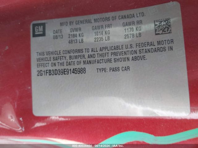 2G1FB3D39E9145988 Chevrolet Camaro 1lt