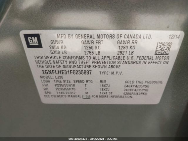2GNFLHE31F6235887 Chevrolet Equinox Ltz