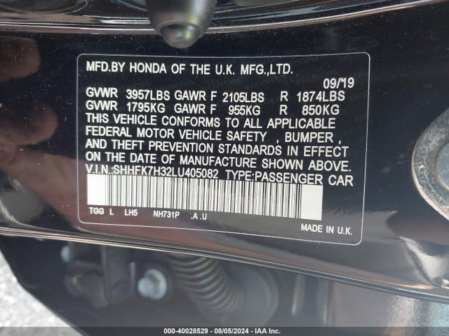 Honda Civic Lx 2020 SHHFK7H32LU405082 Image 9
