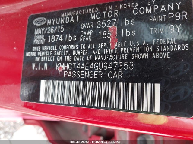 Hyundai ACCENT SE 2016 KMHCT4AE4GU947353 Image 9