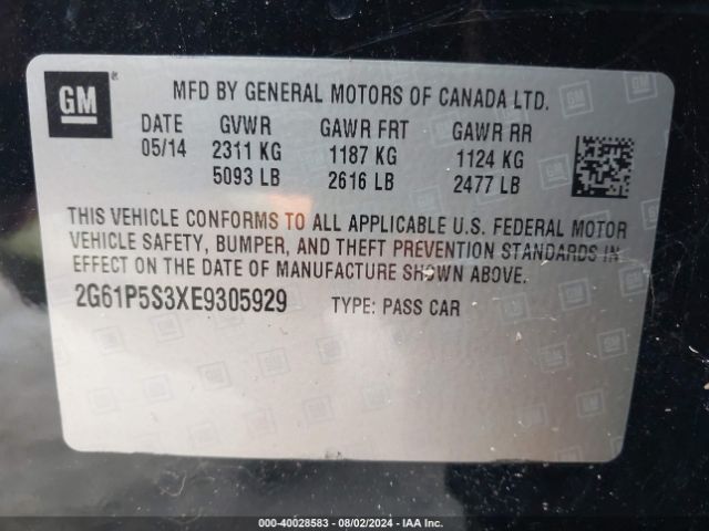 2G61P5S3XE9305929 Cadillac Xts Premium