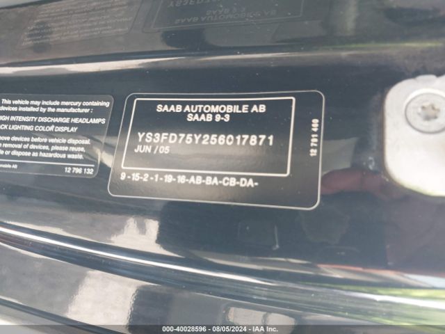 2005 SAAB 9-3 YS3FD75Y256017871 Photo 8
