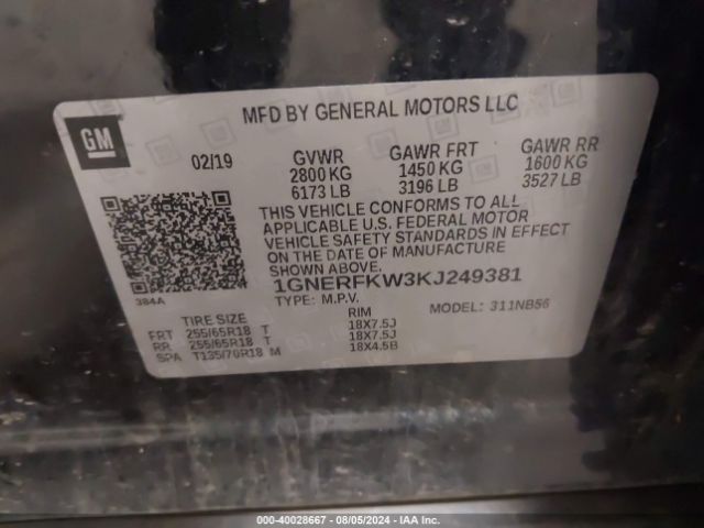 1GNERFKW3KJ249381 Chevrolet Traverse Ls