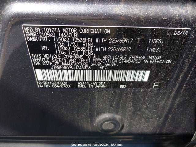 Toyota RAV4 LE 2018 JTMBFREV9JJ746328 Image 9