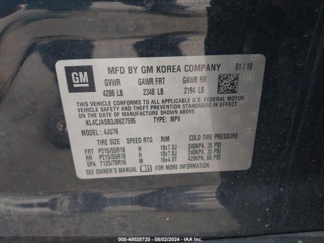 KL4CJASB3JB627595 Buick Encore Preferred