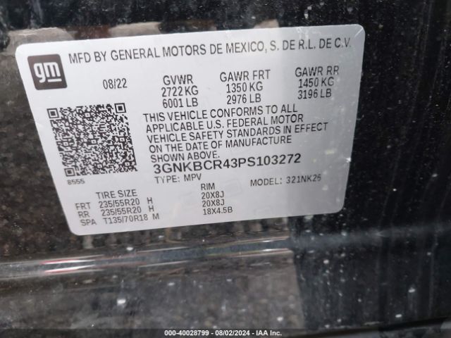 3GNKBCR43PS103272 Chevrolet Blazer Fwd 2lt