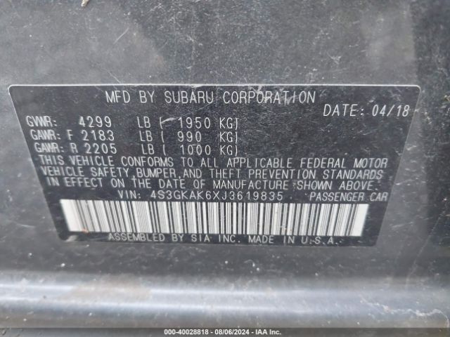 4S3GKAK6XJ3619835 Subaru Impreza 2.0i Sport