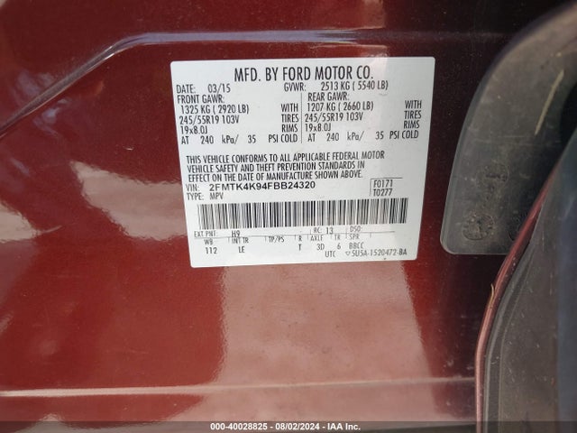 Ford Edge Titanium 2015 2FMTK4K94FBB24320 Image 9