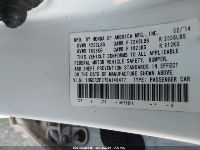 1HGCR2F37EA146477 Honda ACCORD LX