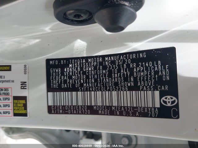Toyota Corolla Xse 2020 5YFT4RCE0LP052266 Image 9