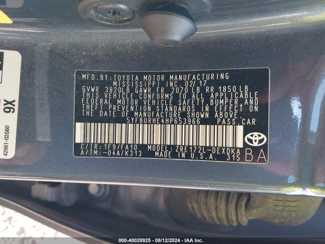 Toyota COROLLA L 2017 5YFBURHE4HP653966 Image 9