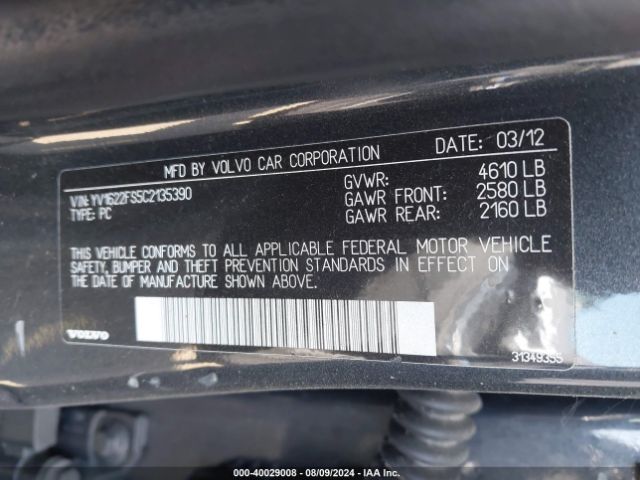 2012 VOLVO S60 YV1622FS5C2135390 Photo 8