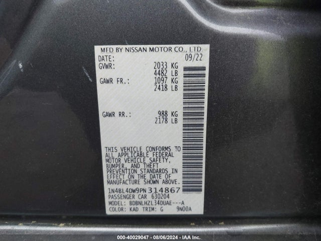 Nissan Altima Sv Intelligent Awd 2023 1N4BL4DW9PN314867 Image 9