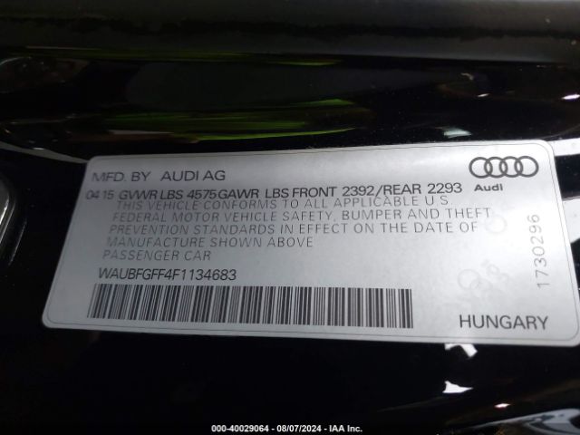 WAUBFGFF4F1134683 Audi A3 2.0t Premium