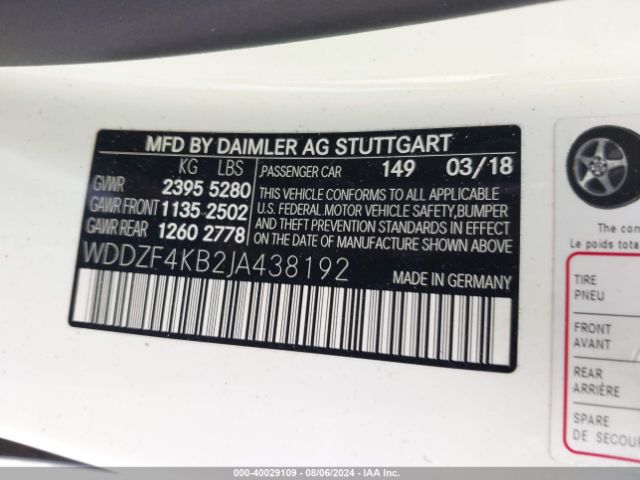 WDDZF4KB2JA438192 Mercedes-Benz E 300 4matic
