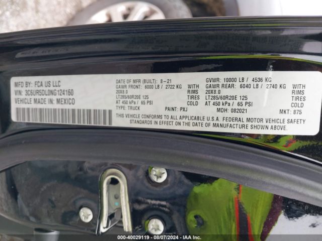 3C6UR5DL0NG124160 RAM 2500