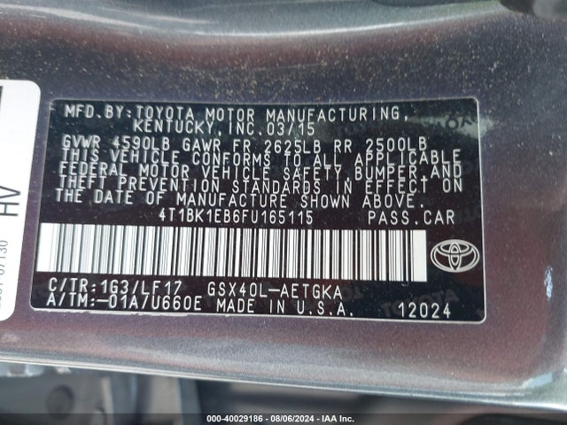 Toyota Avalon Xle Premium 2015 4T1BK1EB6FU165115 Image 9