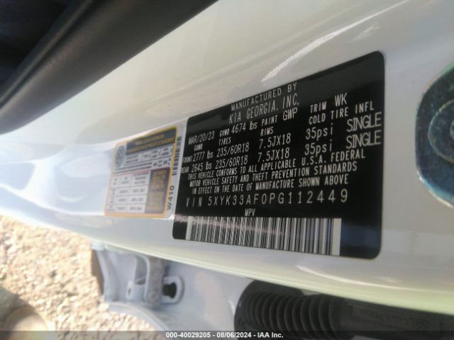 5XYK33AF0PG112449 KIA Sportage Ex