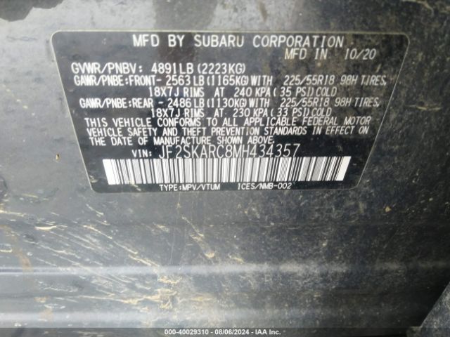 JF2SKARC8MH434357 Subaru Forester Sport