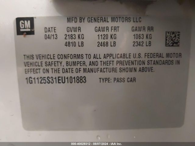 1G1125S31EU101883 Chevrolet Impala 2lt