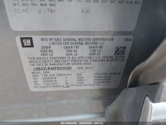 LRBAZLR48PD036988 Buick Envision Preferred Fwd