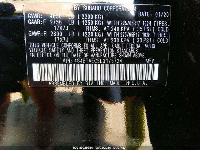 4S4BTAEC5L3175724 Subaru Outback Premium