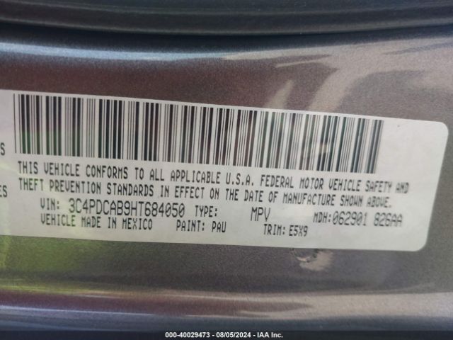 3C4PDCAB9HT684050 Dodge JOURNEY SE