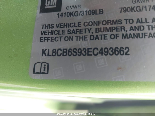 Chevrolet Spark Ls Auto 2014 KL8CB6S93EC493662 Image 9