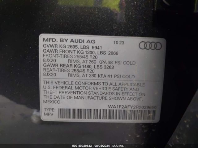 2024 AUDI Q5 WA1F2AFY2R2029650 Photo 8