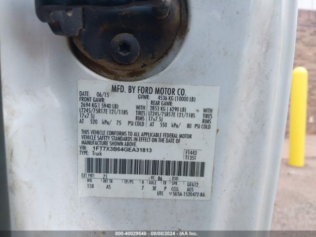 Ford F-350 Xl 2016 1FT7X3B64GEA31813 Image 9