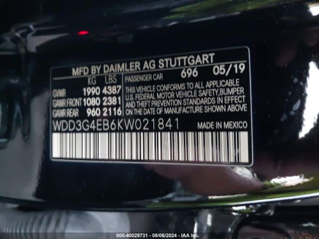 WDD3G4EB6KW021841 Mercedes-Benz A 220
