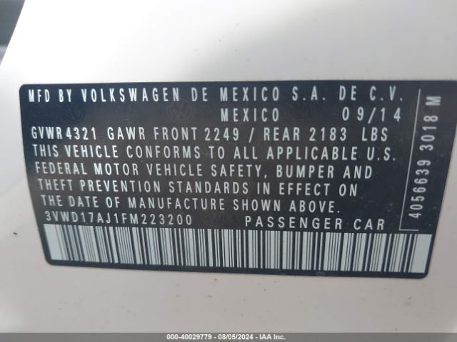 3VWD17AJ1FM223200 Volkswagen Jetta 1.8t Sport