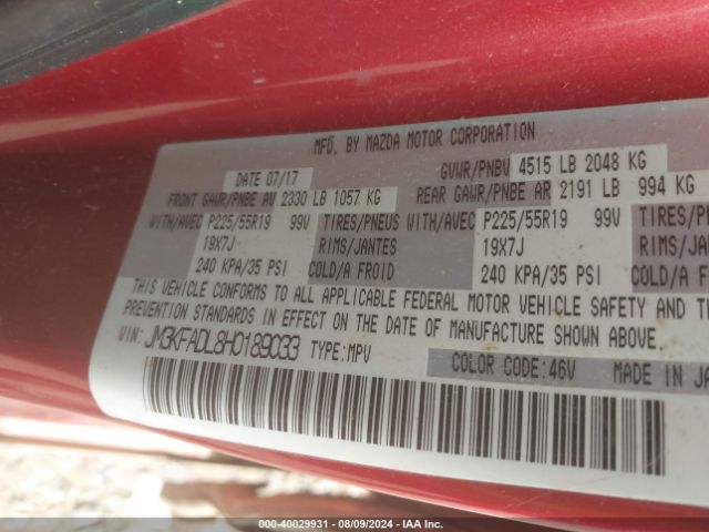 JM3KFADL8H0189033 Mazda Cx-5 Grand Select