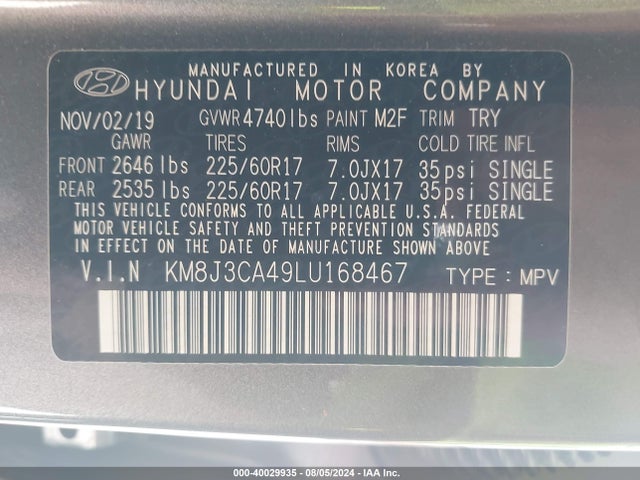 Hyundai Tucson Value 2020 KM8J3CA49LU168467 Image 9
