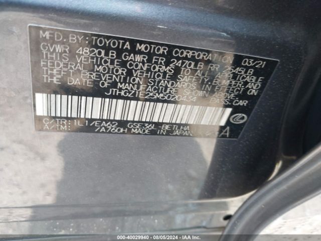 JTHGZ1E25M5020434 Lexus Is 350 F Sport