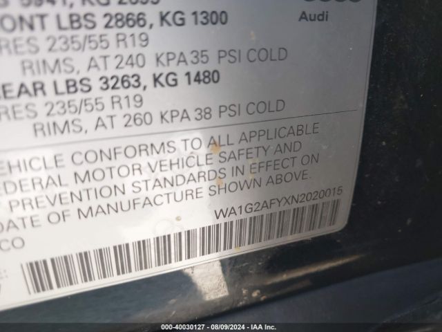 WA1G2AFYXN2020015 Audi Q5 Premium 55 Tfsi E S Line Quattro S Tronic