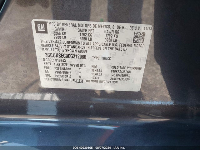 Chevrolet Silverado 1500 2lz 2014 3GCUKSEC9EG312086 Image 9