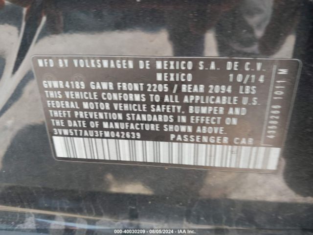 3VW5T7AU3FM042639 Volkswagen Golf Gti 2.0t Se 4-door